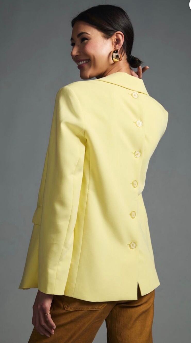 Anthropologie Maeve Button Back Blazer Butter Yellow Size Small